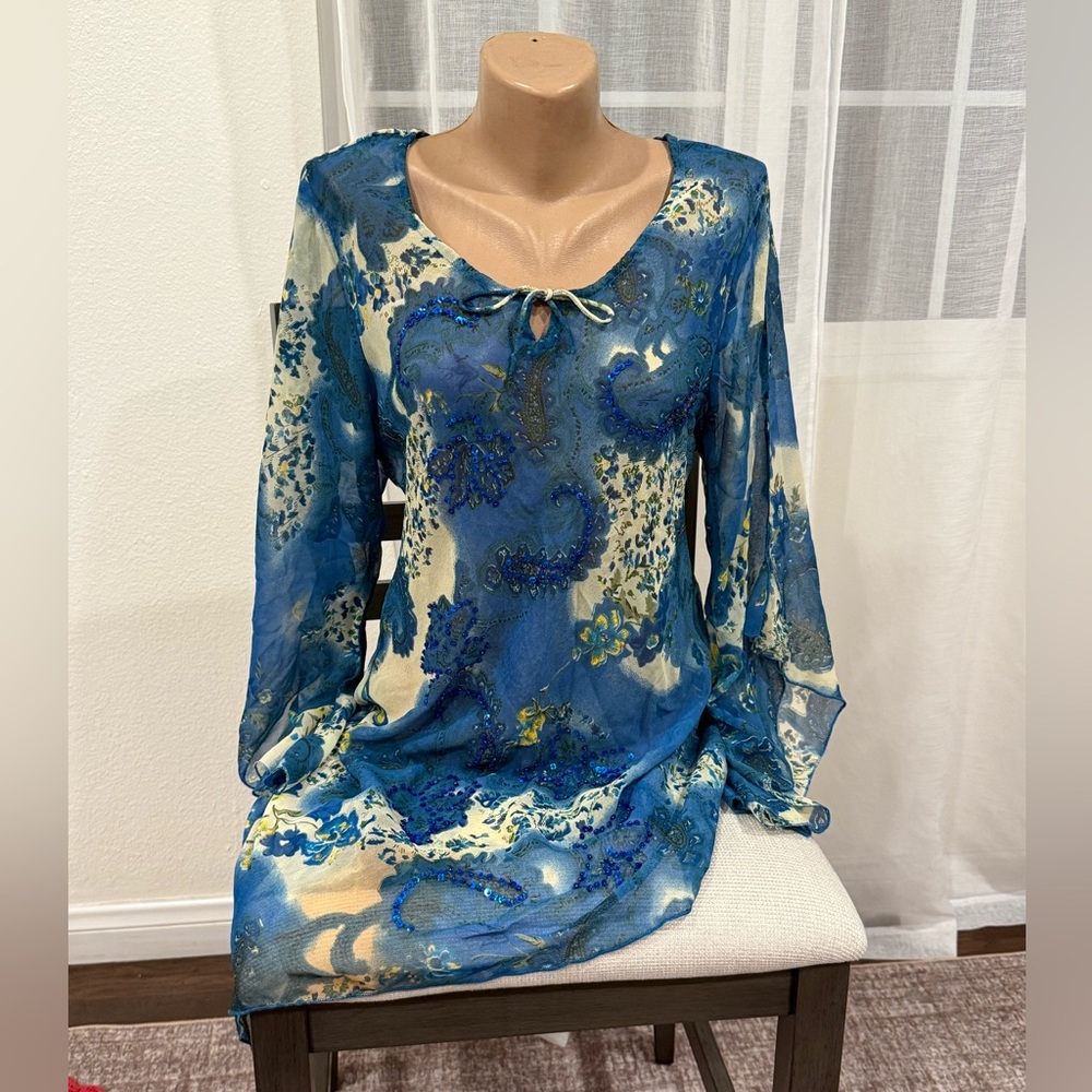 NEW! Beautiful green floral tunic - Picture 5 of 6